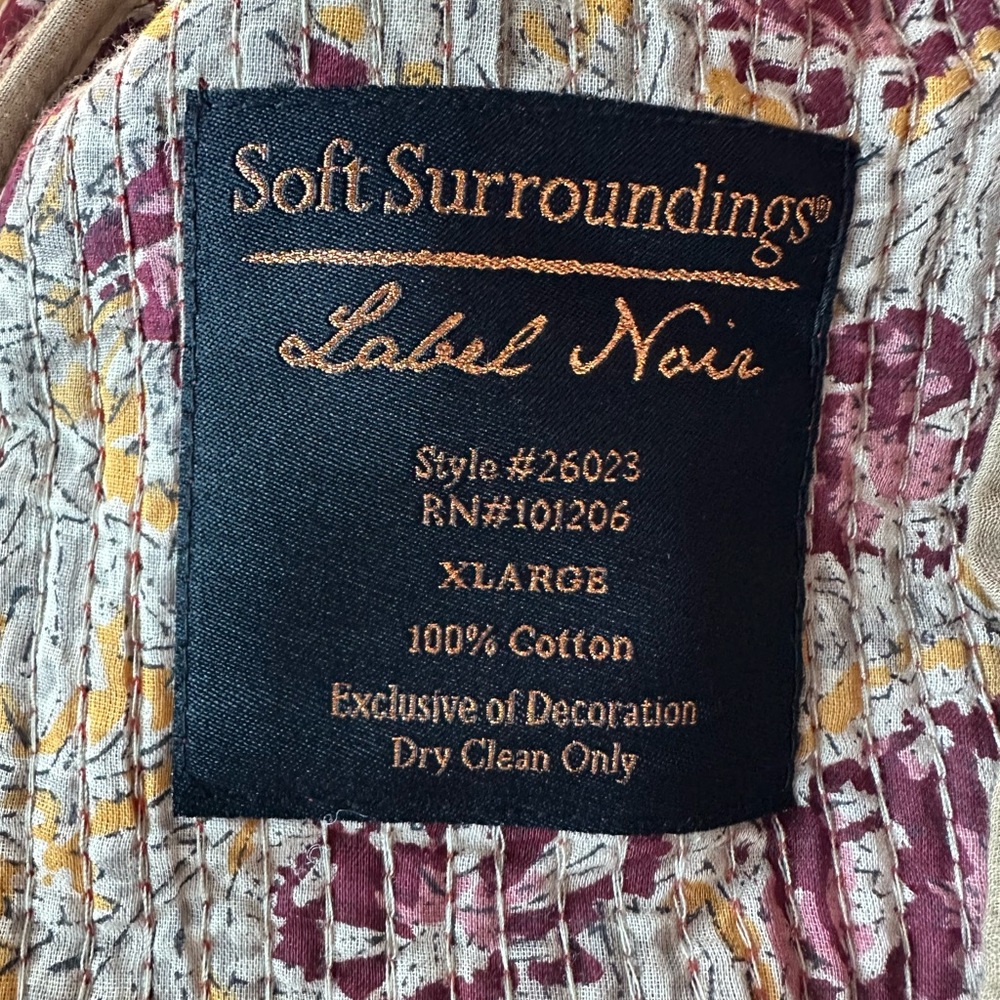 Soft Surroundings RARE Noir Bedouin Oasis Quilted Tapestry Boho Long Coat XL - Picture 5 of 15